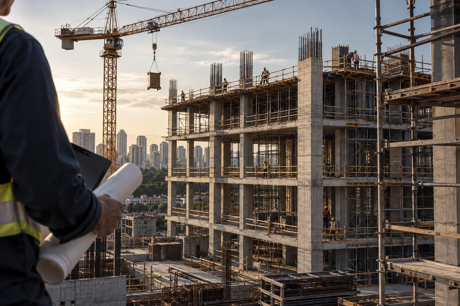 Estrutura de obra em construção civil